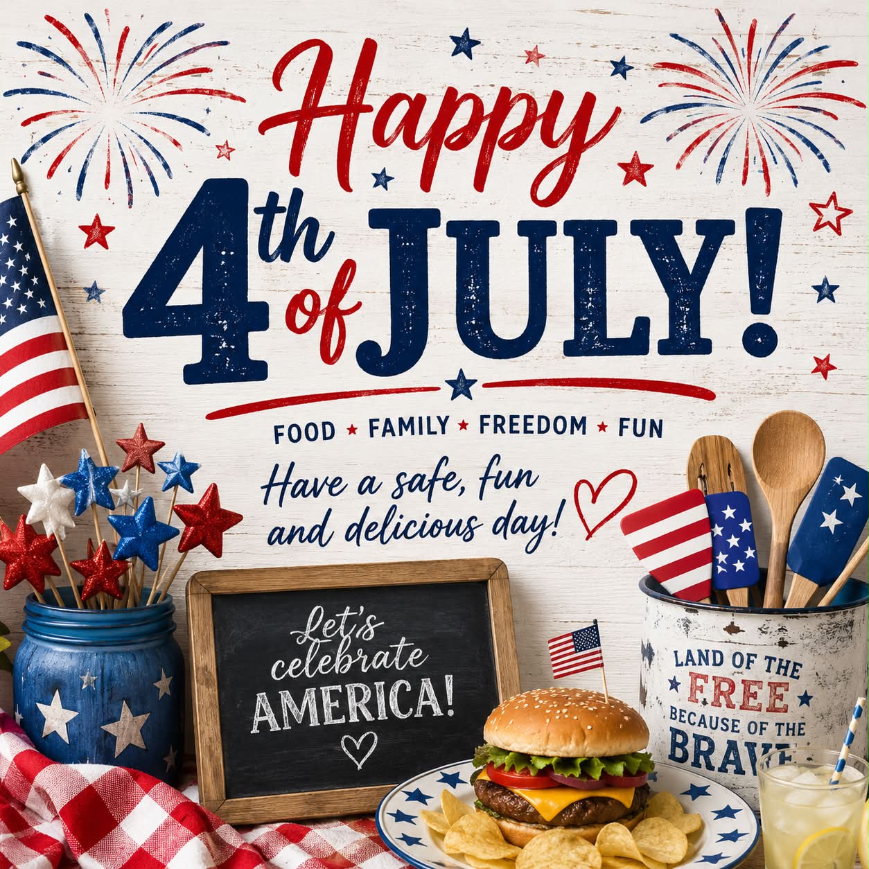 🇺🇸❤️ Happy 4th of July, everyone! ❤️🇺🇸

Wishing you a day filled with family, friends, great food, and lots of fun! 🎆🌭🍔🍉

I’m curious… what’s on your menu today? Are you grilling burgers and hot dogs, smoking a brisket, making a favorite family recipe, or bringing a delicious dessert? 🍗🥗🍰

Drop your menu (or a picture!) in the comments—I love seeing everyone’s holiday creations. ❤️

Have a safe, happy, and delicious Independence Day! 🇺🇸🎇